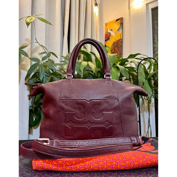 Tory Burch Handbags - ♦️AUTHENTIC TORY BURCH MAROON BOMBE SATCHEL